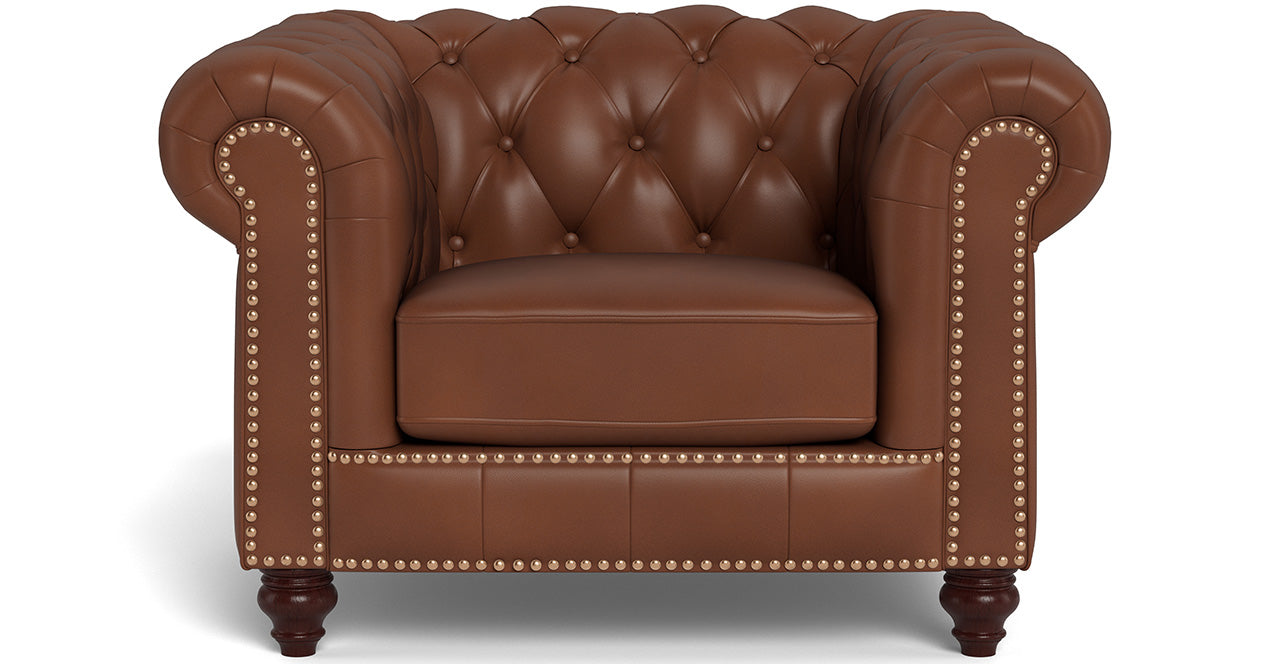 Alton Bay Leather Chair, Pecan Brown